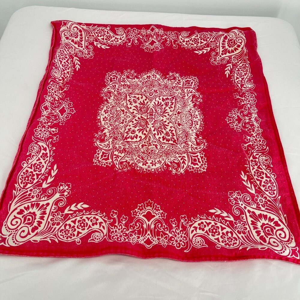 Tommy Hilfiger Home Red & White Paisley Cotton Bandana Pillow Cover 26"‎